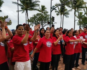 On February 3, 2015, workers at the Aston Waikiki Beach and Hotel Renew began protesting for respect on the job and a fair process to decide whether to unionize.